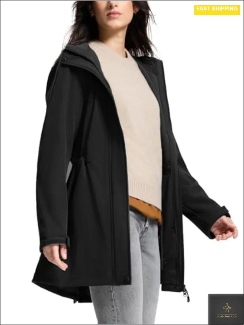Women's Waterproof Fleece Lined Hooded Rain Jacket Windbreaker Long Warm